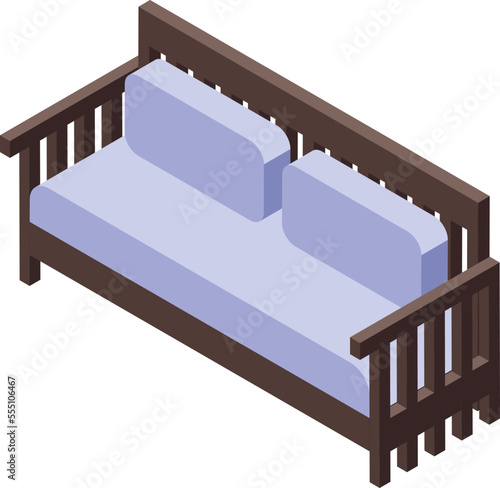 Garden wood sofa icon isometric vector. Furniture manufacture. Work assembly