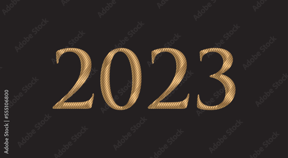 Vector golden 2023 numbers on black background. Vector golden 2023 numbers on black background.