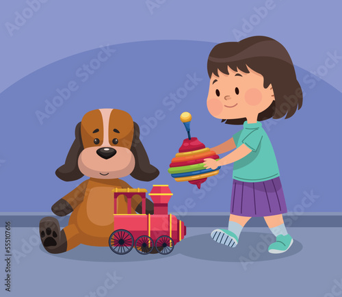 little girl playing with toys