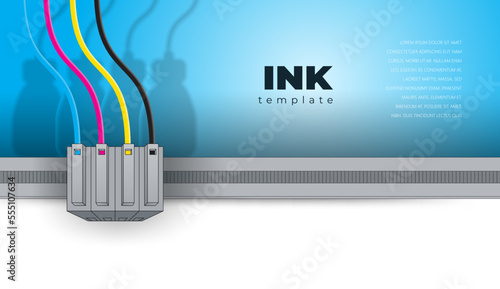 Ink theme Printing cartridge refilling background vector