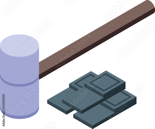 Floor rubber hammer icon isometric vector. Repair worker. House interior