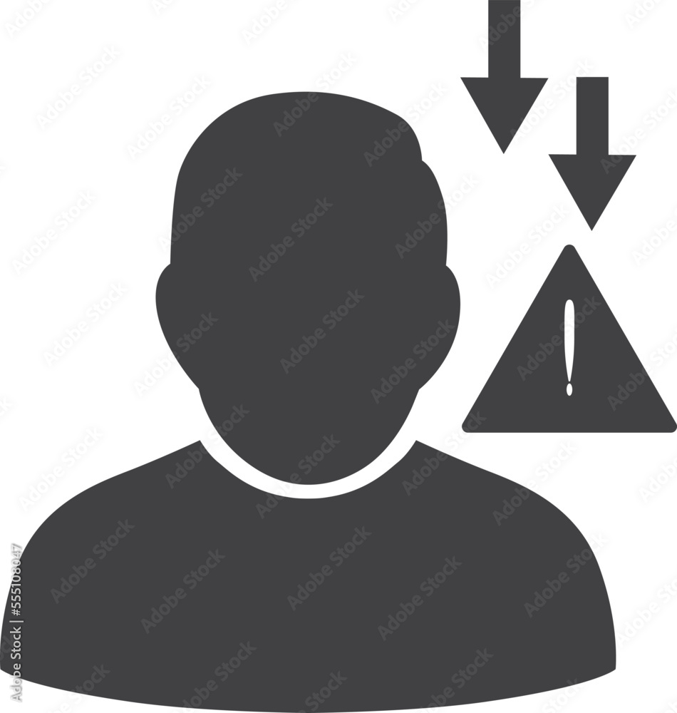 Human error icon, user alert icon black vector Human error icon, user alert icon black vector