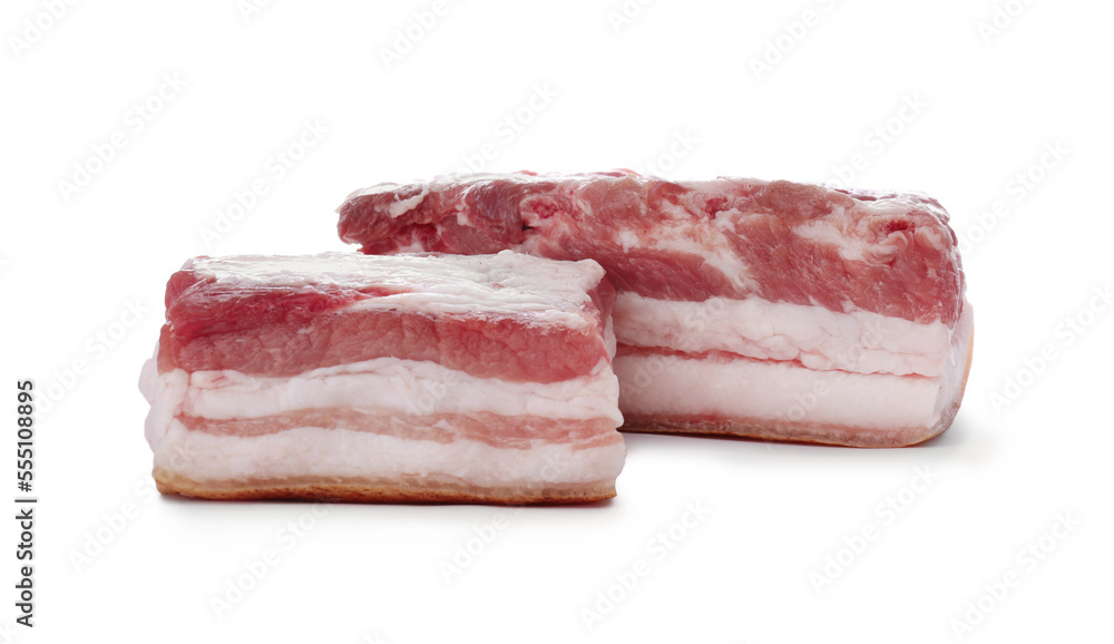 Pieces of pork fatback on white background Pieces of pork fatback on white background