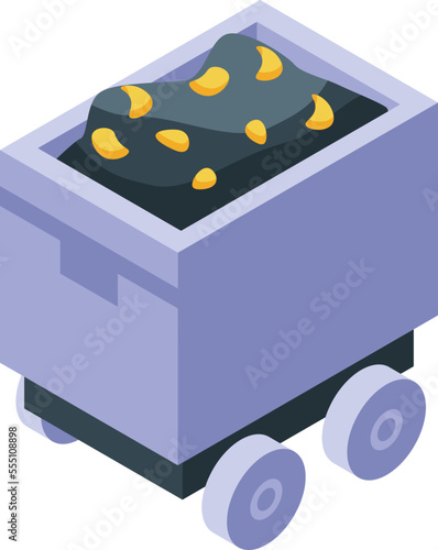 Mining cart icon isometric vector. Gold mine. Dig golden