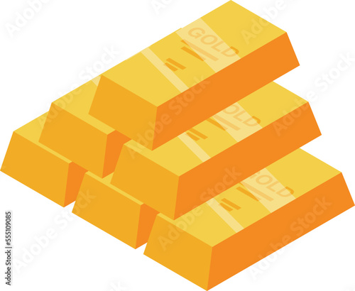 Gold bar stack icon isometric vector. Game mine. Work cave