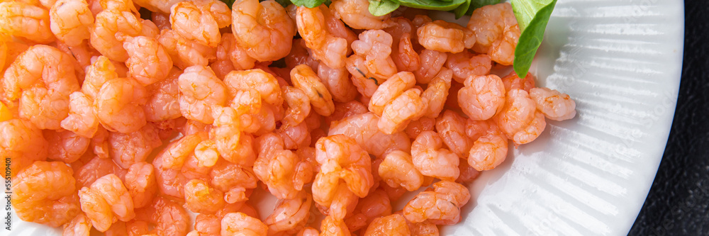 shrimp small prawn spicy cocktail seafood fresh meal food snack on the table copy space food background rustic top view shrimp small prawn spicy cocktail seafood fresh meal food snack on the table copy space food background rustic top view