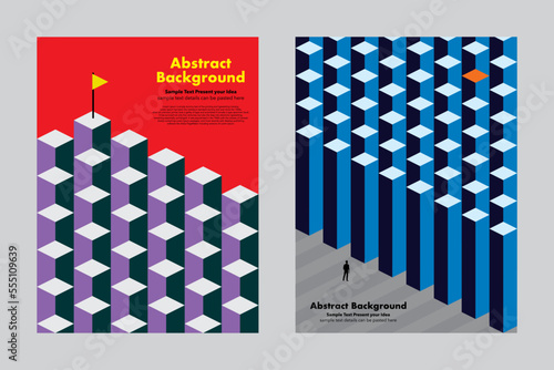 Way to succeed, silhouette man looking for ways to reach goals, business concept, leader, abstract background cube geometric vector design, cover poster brochures wallpaper backdrop layout templates 