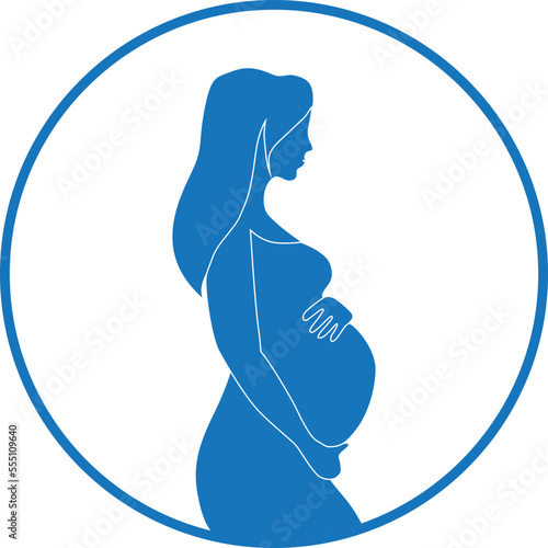 Pregnant icon, maternity icon blue vector