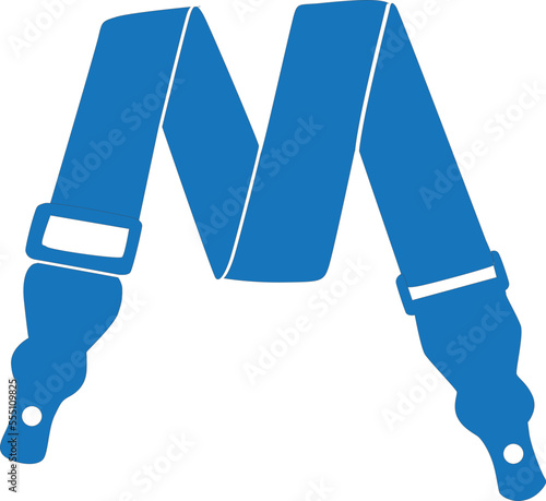 Guitar strap icon, musical instrument strap icon blue vector
