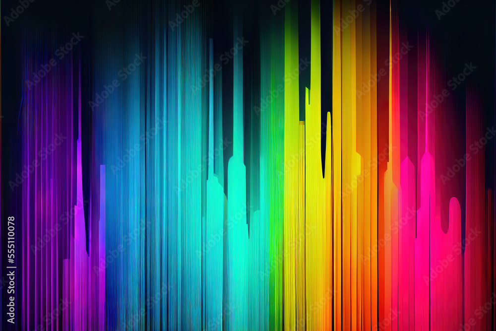 beautiful modern rainbow color spectrum stripes and geometric shapes as futuristic abstract background, made with generative ai