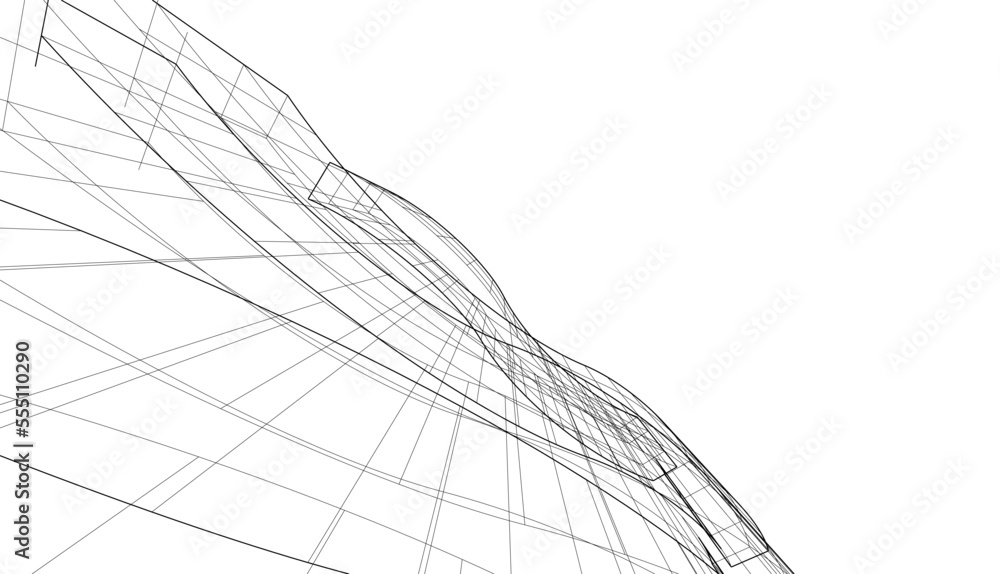 Modern architecture building vector 3d illustration