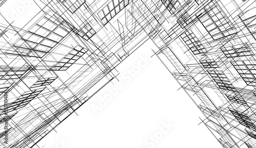 Modern architecture building vector 3d illustration