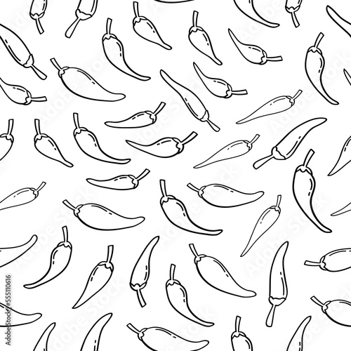 chilli pepper seamless pattern, doodle chilli pattern background