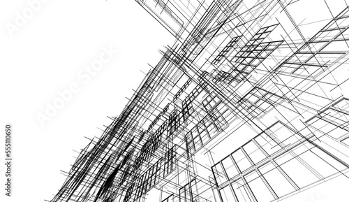 Modern architecture building vector 3d illustration