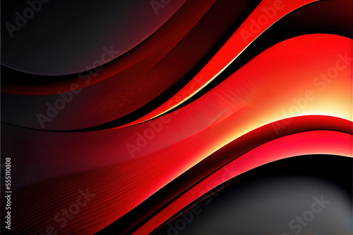 beautiful modern red and black color spectrum stripes and geometric shapes as futuristic abstract background  made with generative ai