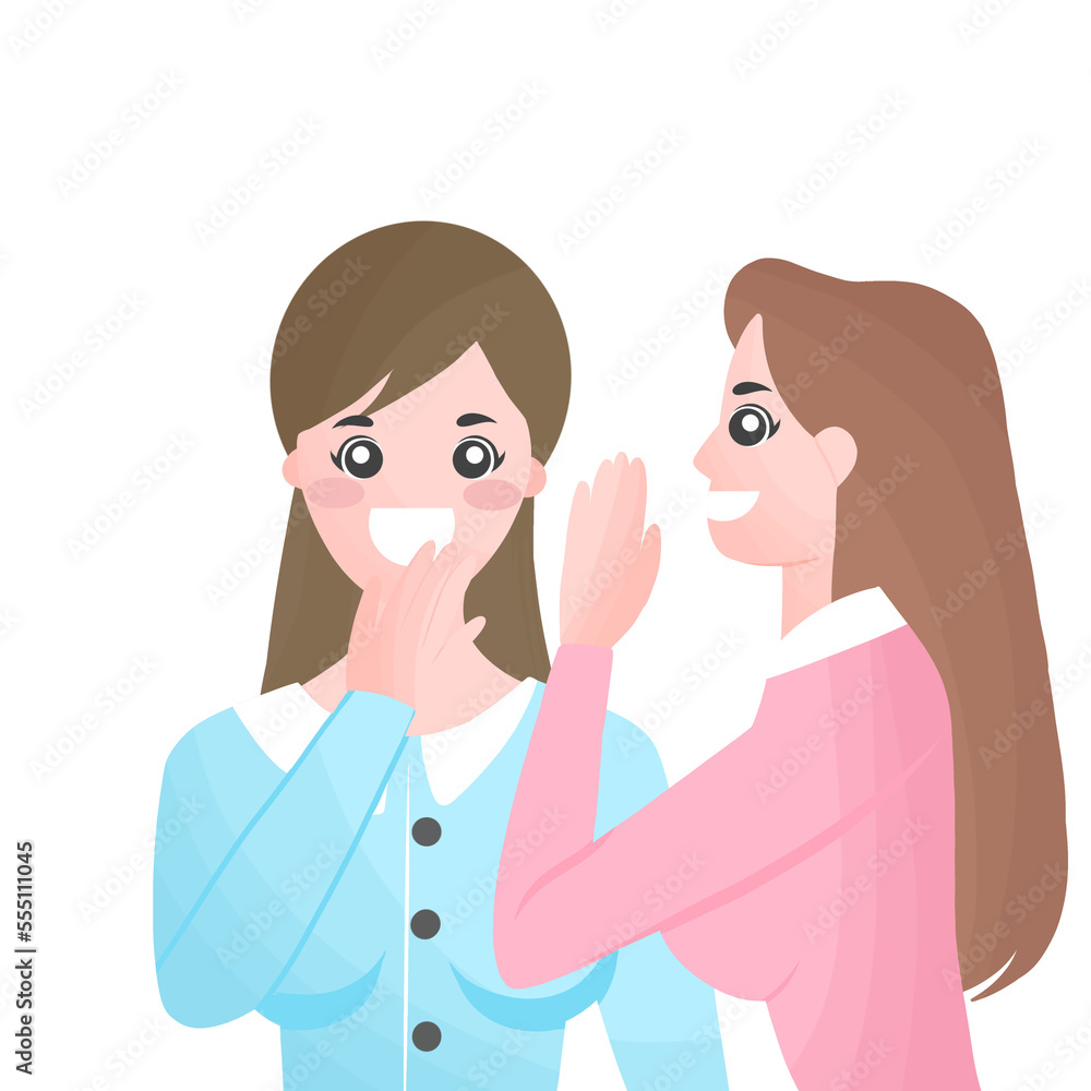 Caucasian woman whispering secret to a friend, girl gossiping about another Caucasian woman whispering secret to a friend, girl gossiping about another