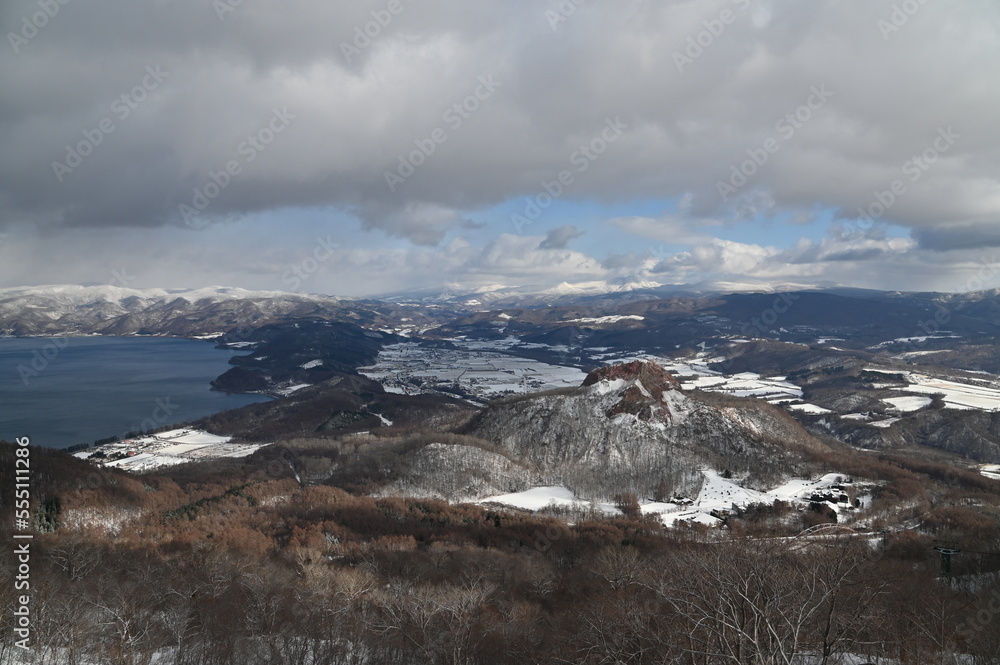 Hokkaido, Japan - December 15, 2022: Lake Toya During Winter Season