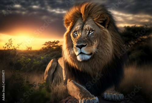 3D illustration, impressive image of a lion, 3D rendering. © Jorge Ferreiro