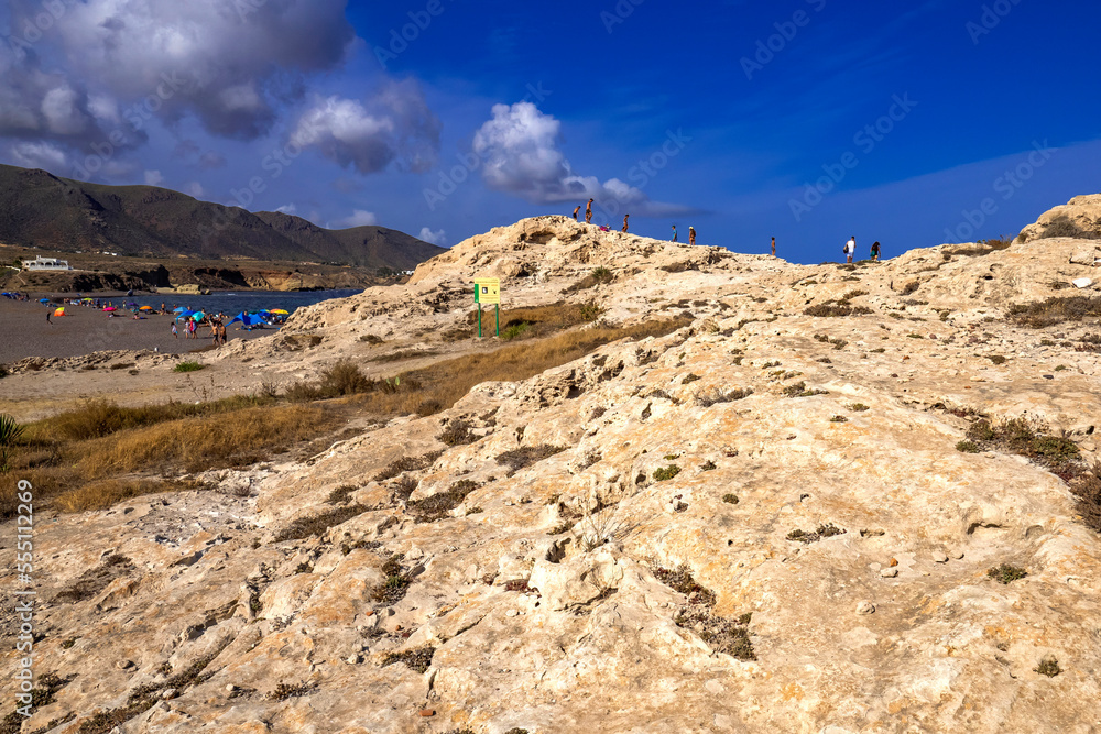 Ancient Fossil Dune, Oolites, Los Escullos, Cabo de Gata-Níjar Natural Park, UNESCO Biosphere Reserve, Hot Desert Climate Region, Almería, Andalucía, Spain, Europe