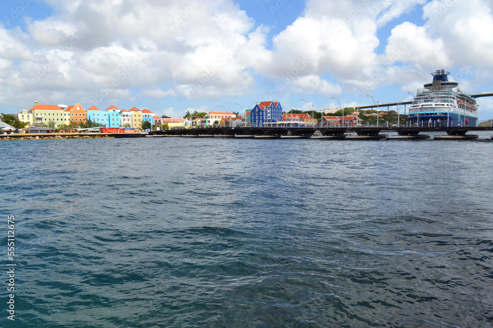 the city of willemstad with its colorful houses and buildings is the capital of the island of curacao in the dutch caribbean