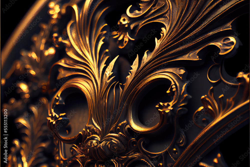 beautiful golden 3d floral ornate pattern as abstract background, made with generative ai beautiful golden 3d floral ornate pattern as abstract background, made with generative ai