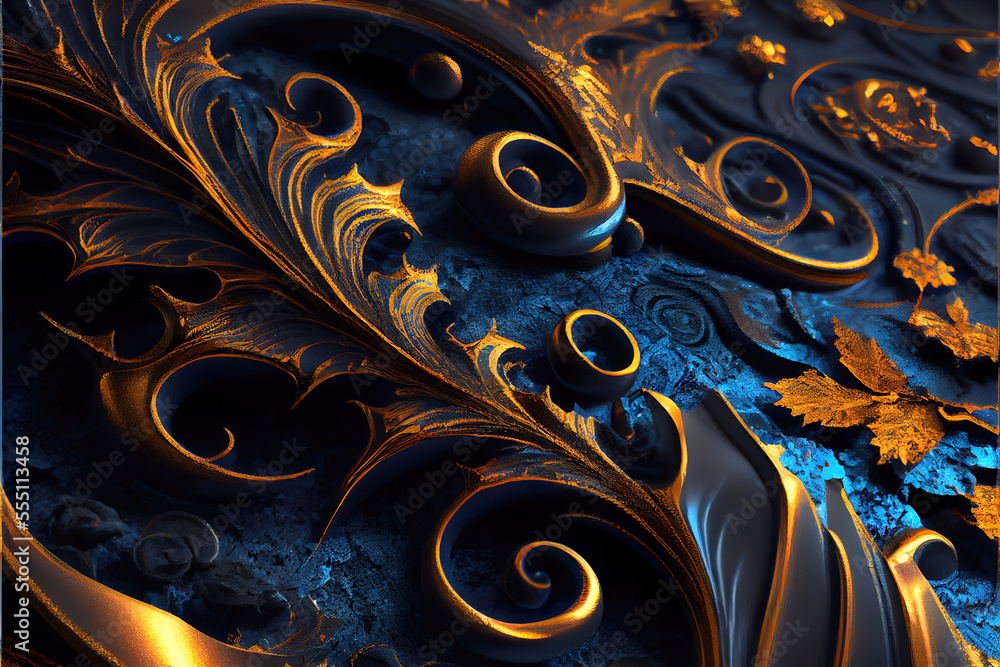 beautiful golden 3d floral ornate pattern as abstract background, made with generative ai beautiful golden 3d floral ornate pattern as abstract background, made with generative ai