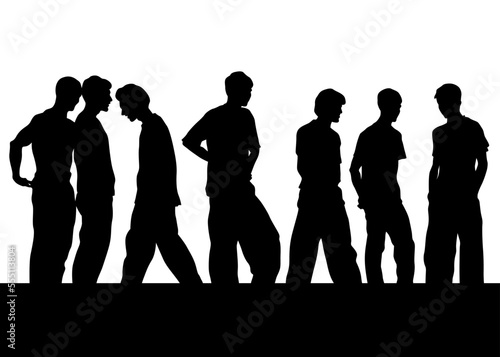 Young boys crowds on white background