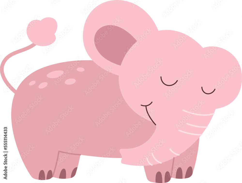 Cute baby elephant flat icon Funny wild animal Cute baby elephant flat icon Funny wild animal