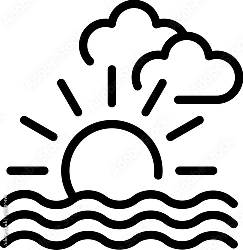 Beach sunset icon outline vector. Extreme surfing. Kite wind