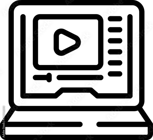 Laptop online course icon outline vector. Training seminar. Success lecture