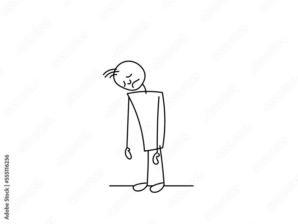 Sad frustrated man lowered his hands and hung his nose from failure. Sad frustrated man lowered his hands and hung his nose from failure.