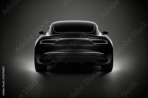 rear view of a generic and brandless modern car on a black background, AI art