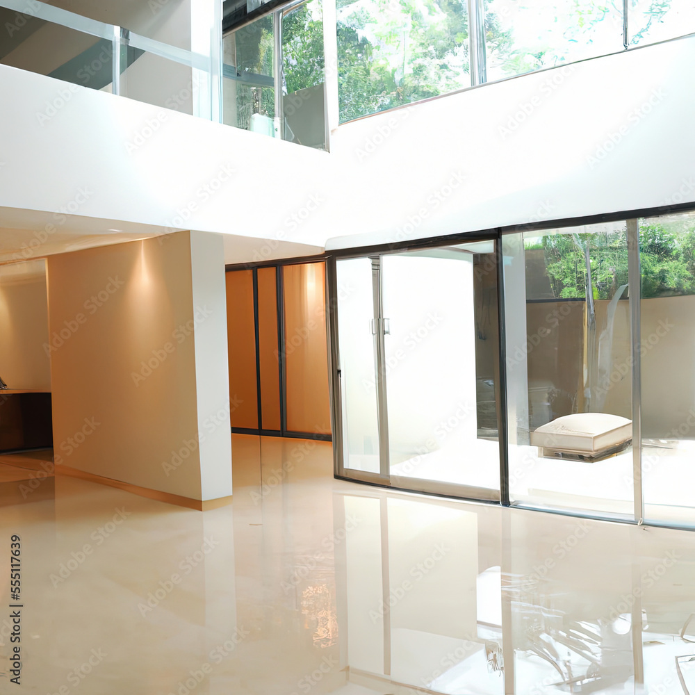 Fototapeta premium Modern luxurious spacious home interior - generative ai
