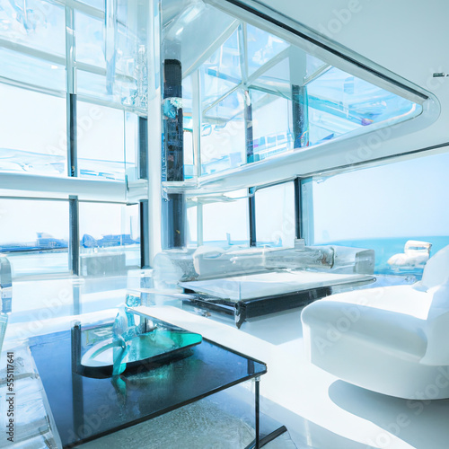 Modern luxurious spacious home interior - generative ai