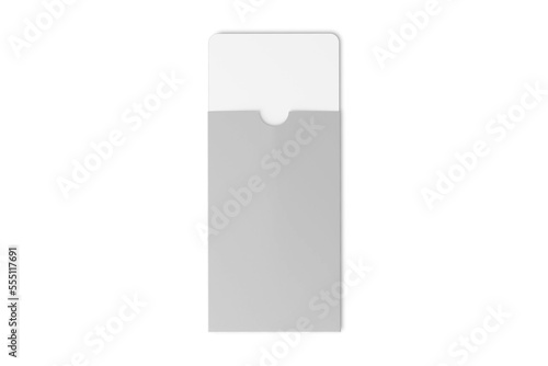 Blank card holder with white card inside mockup isolated on white background. hospitality access key card, business card holder. 3d rendering. photo