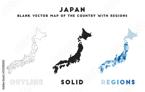 Japan map. Borders of Japan for your infographic. Vector country shape. Vector illustration.