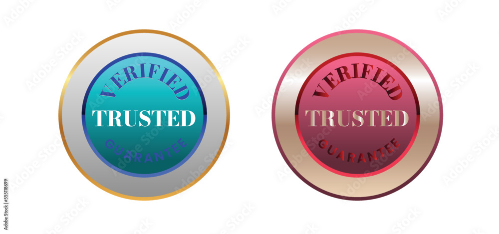 Verified, Trusted, Satisfaction, Guarantee Badge, emblem, banner, Insignia, gold badge Verified, Trusted, Satisfaction, Guarantee Badge, emblem, banner, Insignia, gold badge