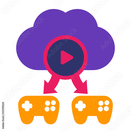 Canvas Print Cloud gaming icon with gamepads