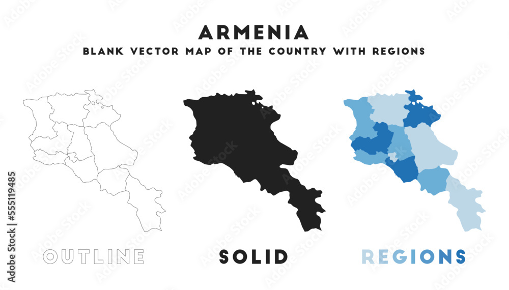 Armenia map. Borders of Armenia for your infographic. Vector country shape. Vector illustration.