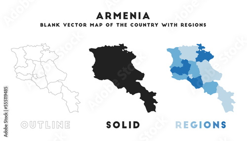 Armenia map. Borders of Armenia for your infographic. Vector country shape. Vector illustration.