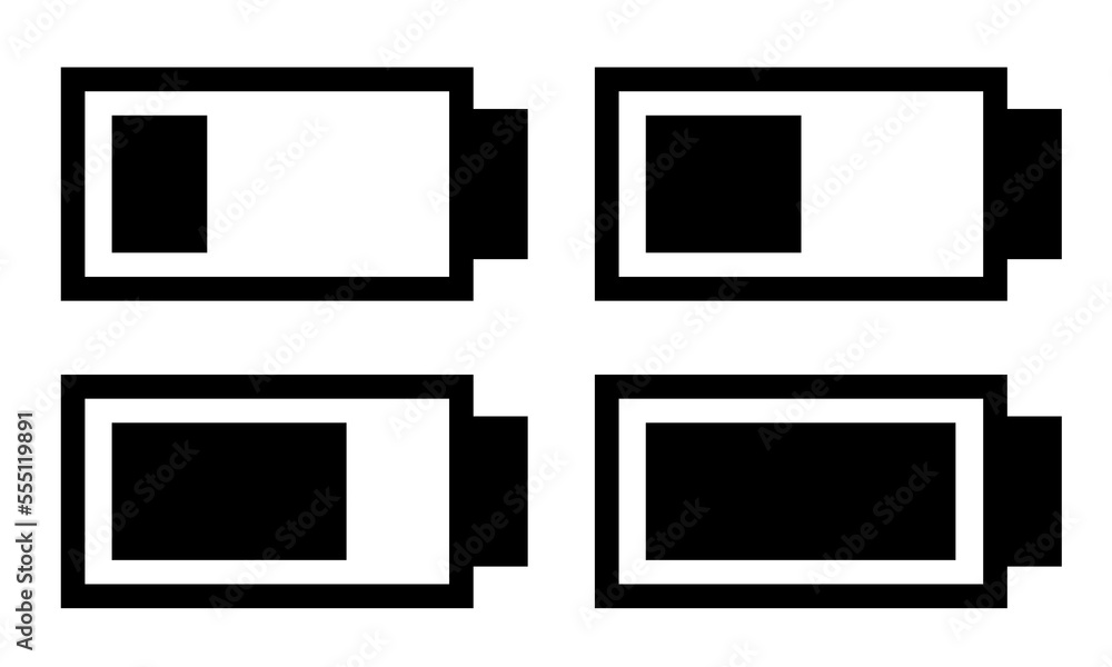Batteries set. Charged and discharged batteries. Vector clipart isolated on white background. Batteries set. Charged and discharged batteries. Vector clipart isolated on white background.