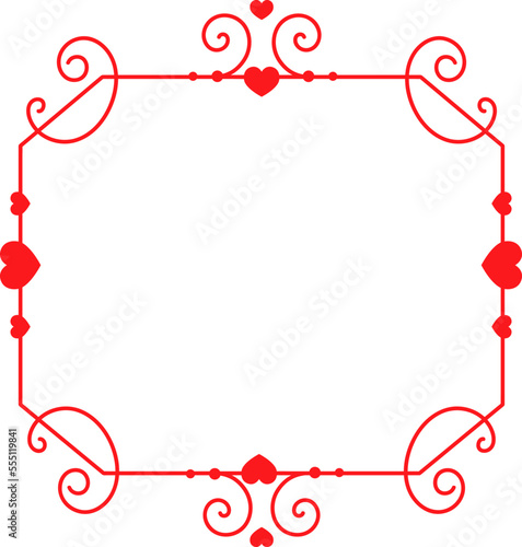 Square frame with hearts and curls flat icon Wall decor