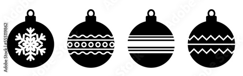 Christmas ornaments. Set of Christmas balls. Vector illustration isolated on white background.