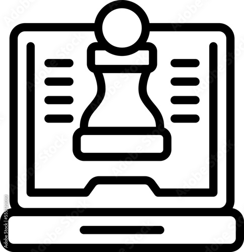 Online chess icon outline vector. Game pc. Digital device