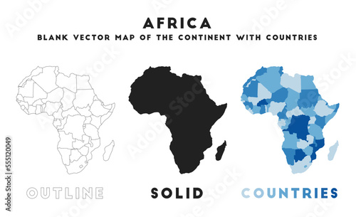 Africa map. Borders of Africa for your infographic. Vector continent shape. Vector illustration.