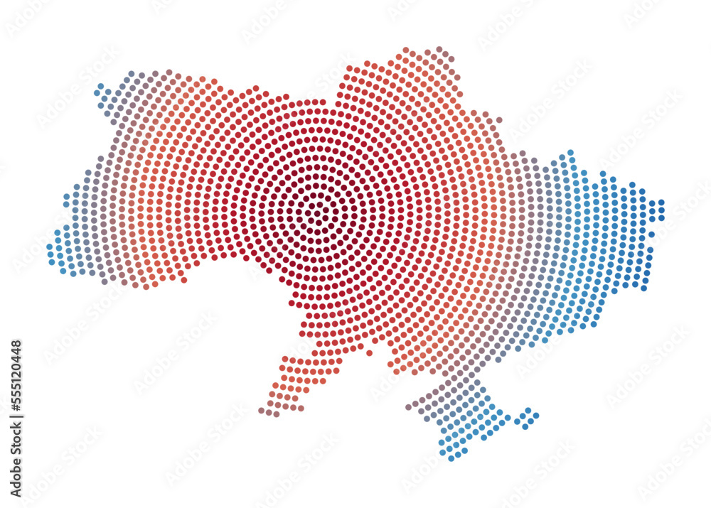 Ukraine dotted map. Digital style shape of Ukraine. Tech icon of the country with gradiented dots. Powerful vector illustration.