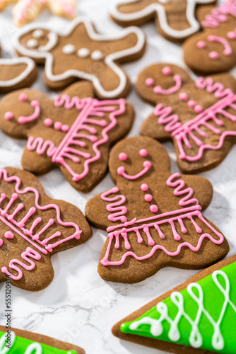 Christmas gingerbread cookies with royal icing © arinahabich
