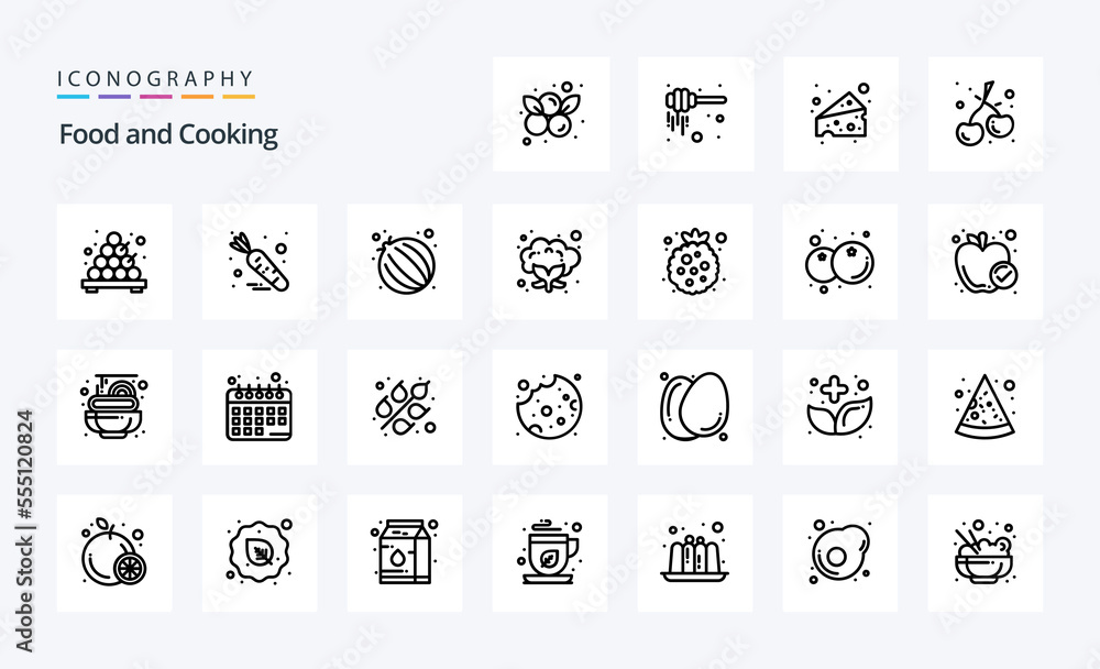 25 Food Line icon pack. Vector icons illustration