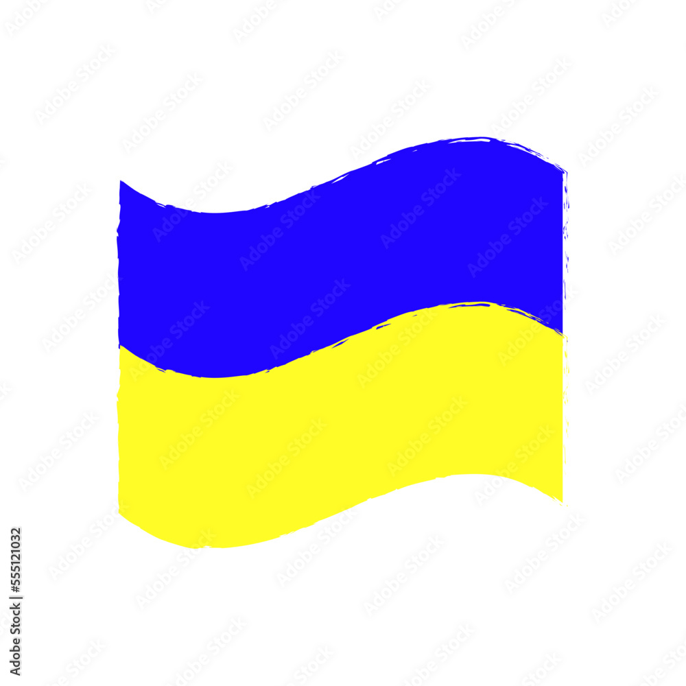 Obraz premium Ukraine flag. Support Ukraine sign. Sticker with colors of Ukrainian flag. War in Ukraine concept. Vector illustration