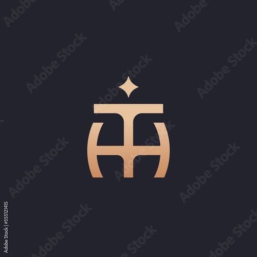 minimalist abstract luxurious TH initial letter icon logo template vector illustration design. simple modern letter TH logo concept elements